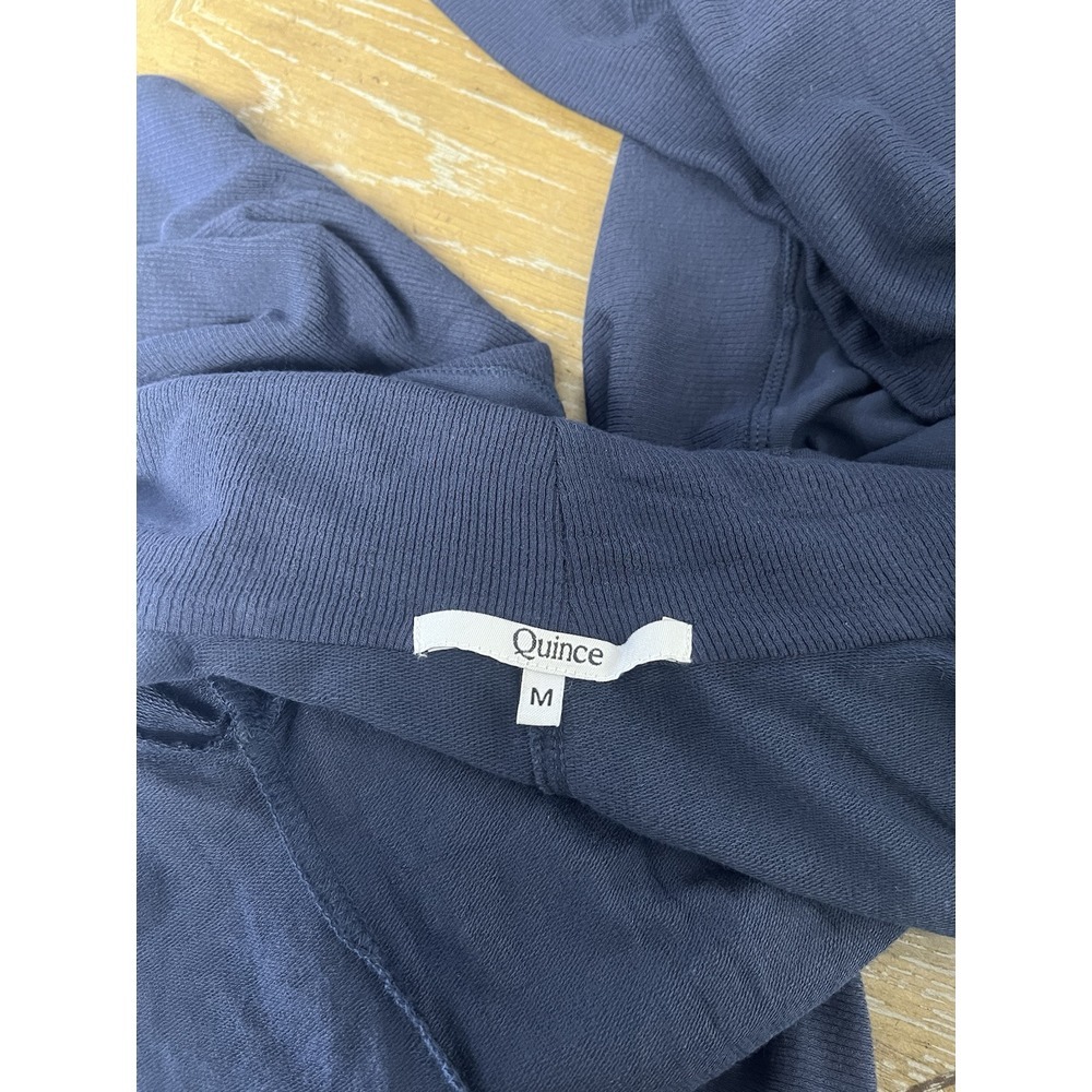 Quince Women's French Terry Modal Cardigan Navy Blue Medium Open Waterfall - Picture 9 of 11
